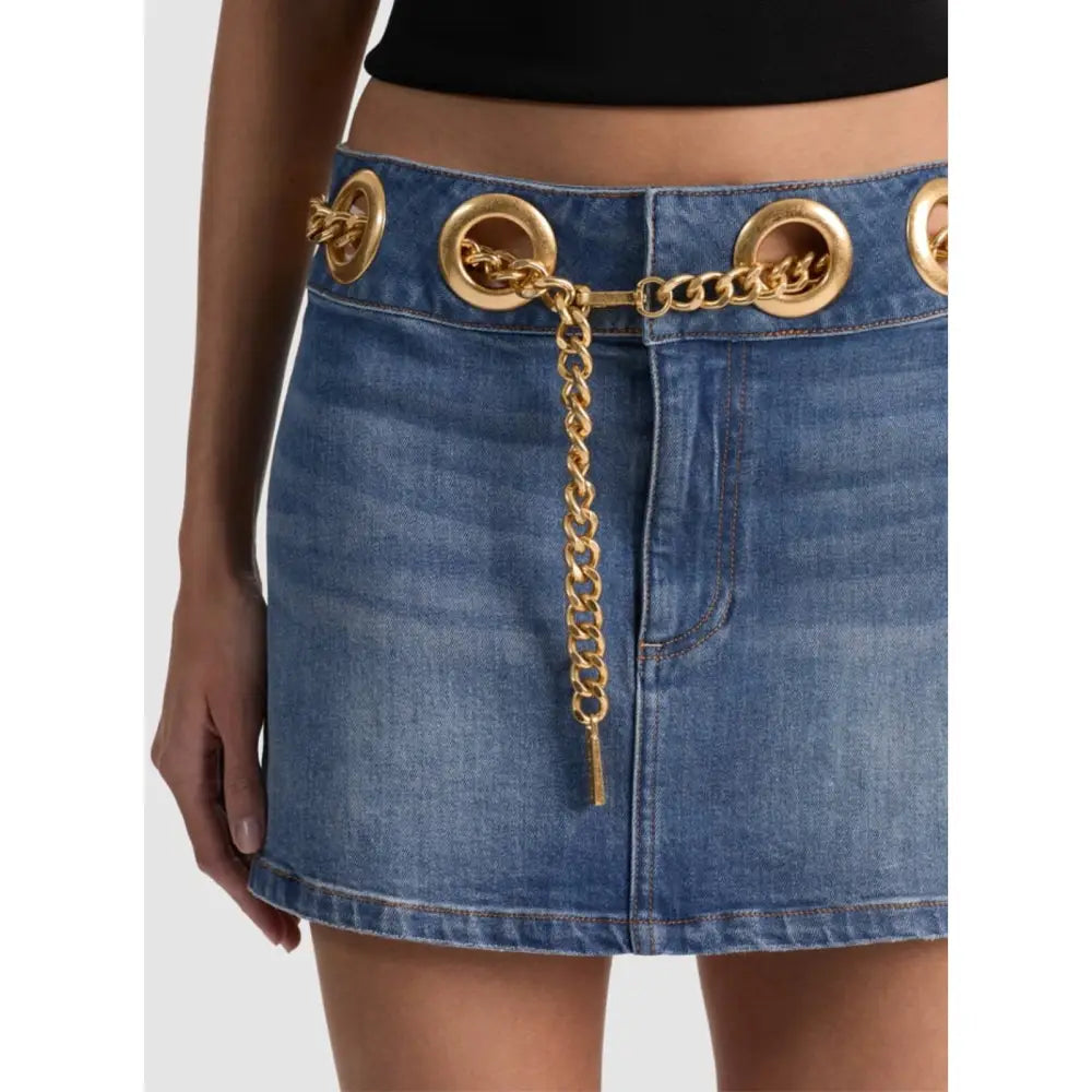 Alice + Olivia MORGANA CHAIN BELT DENIM MINI SKIRT - Skirts
