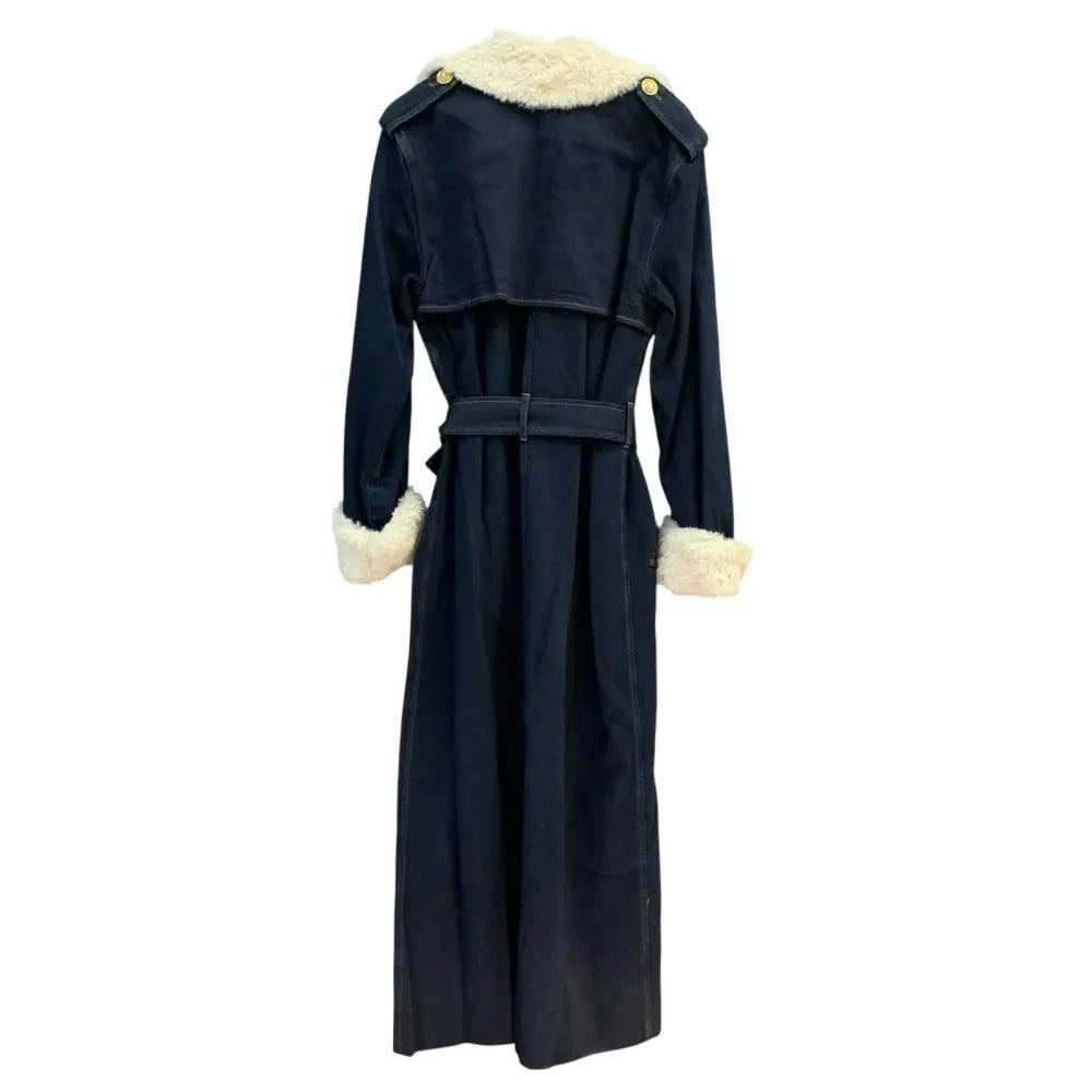 Alice + Olivia NEVADA FAUX SHEARLING DENIM TRENCH COAT - Jacket