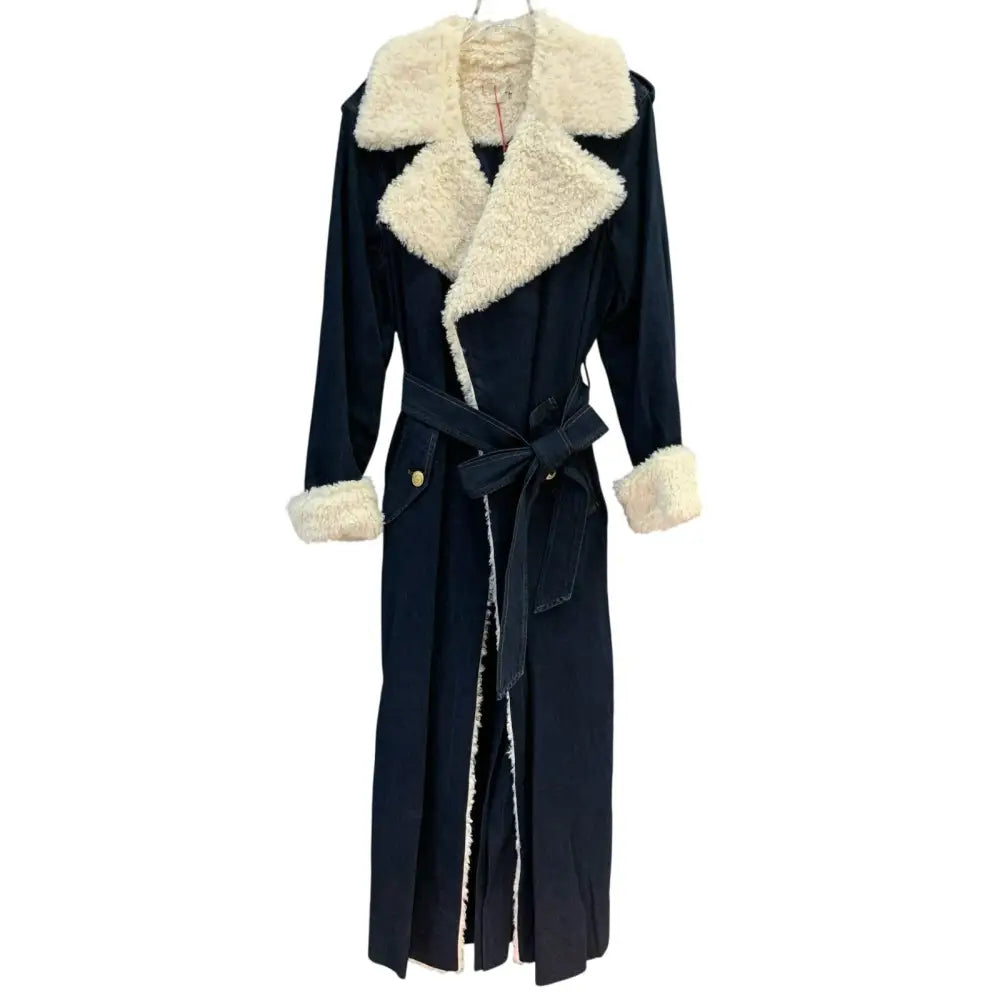 Alice + Olivia NEVADA FAUX SHEARLING DENIM TRENCH COAT - Jacket