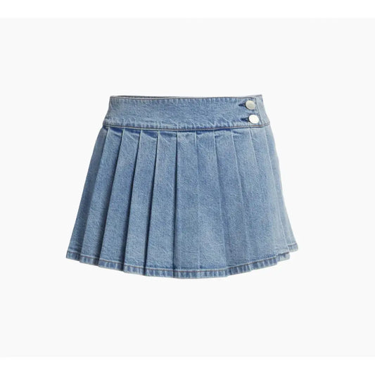 Alice + Olivia Noah Denim Pleated Miniskirt | Casual Chic Skirt