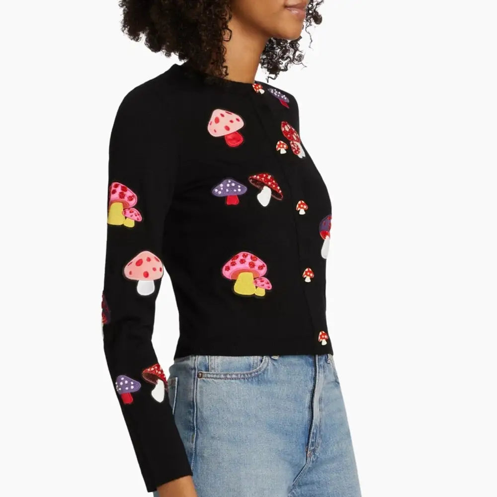 Alice + Olivia Ruthy Mushroom Wool Blend Cardigan Tops