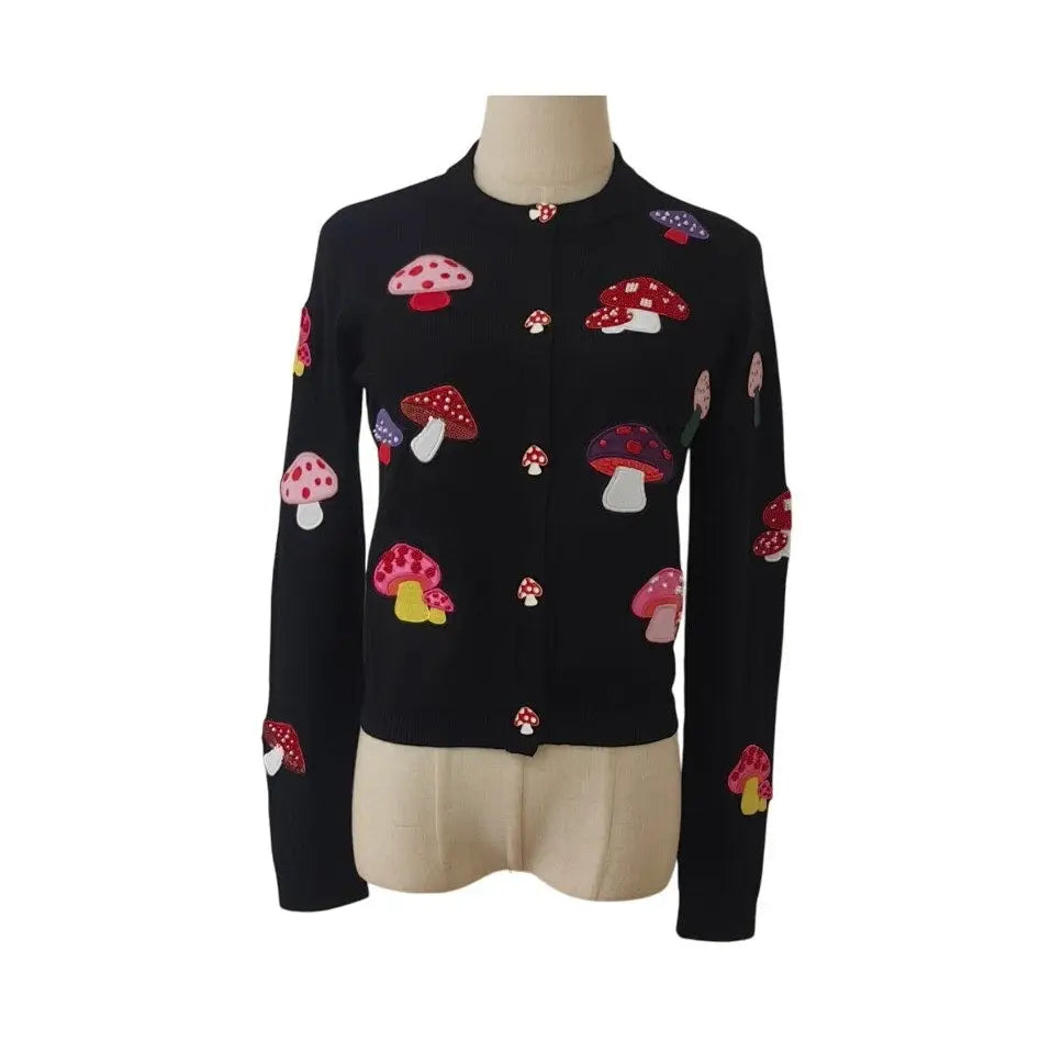 Alice + Olivia Ruthy Mushroom Wool Blend Cardigan Tops