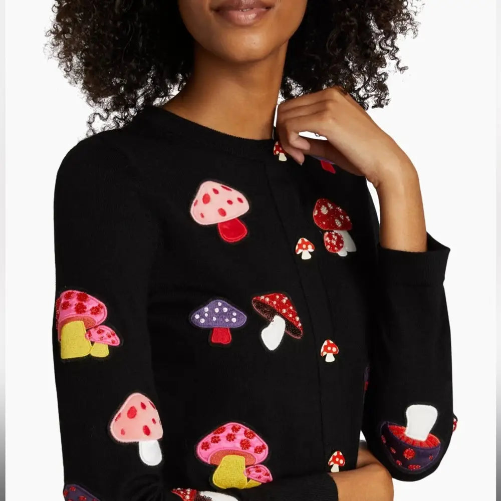 Alice + Olivia Ruthy Mushroom Wool Blend Cardigan Tops