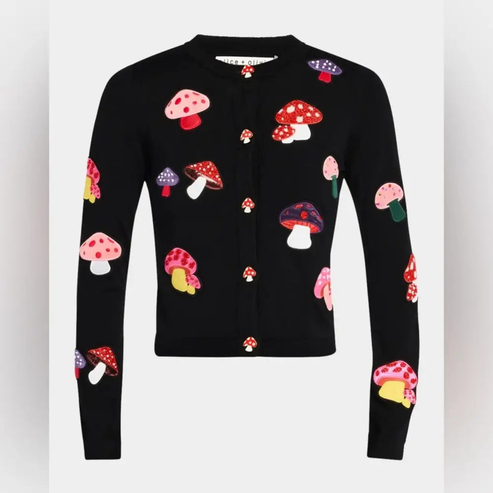 Alice + Olivia Ruthy Mushroom Wool Blend Cardigan Tops