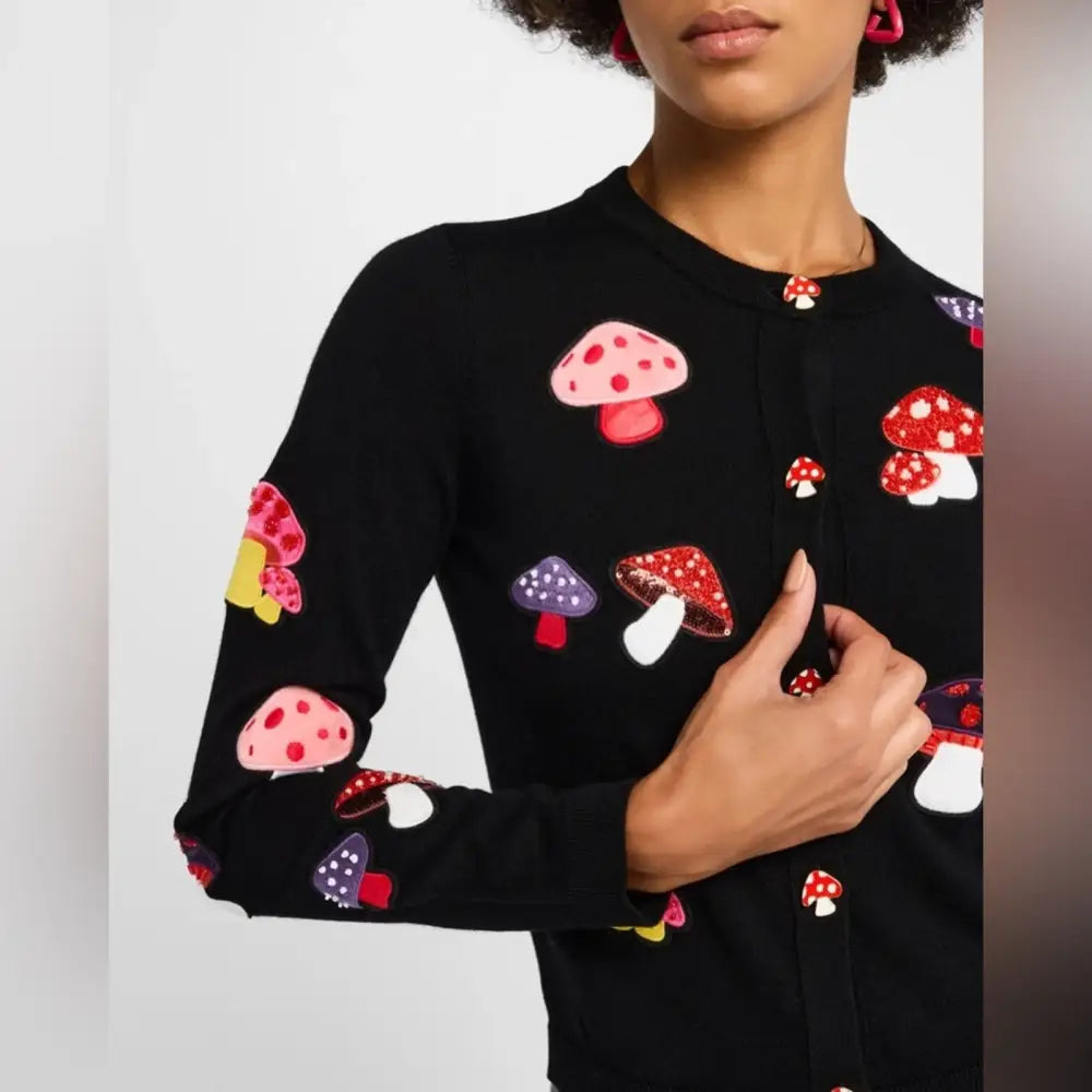 Alice + Olivia Ruthy Mushroom Wool Blend Cardigan Tops