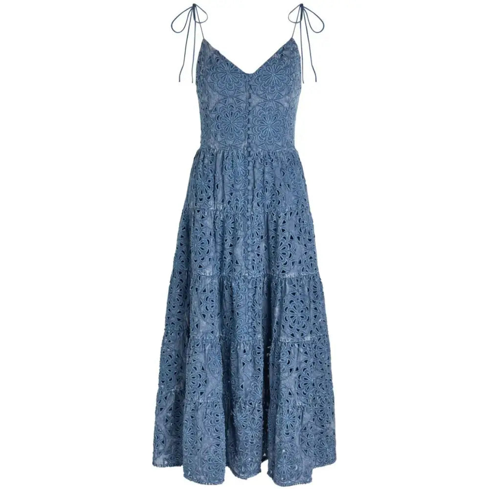 Alice + Olivia Shanti Embroidered Chambray Midi Dress - Dress