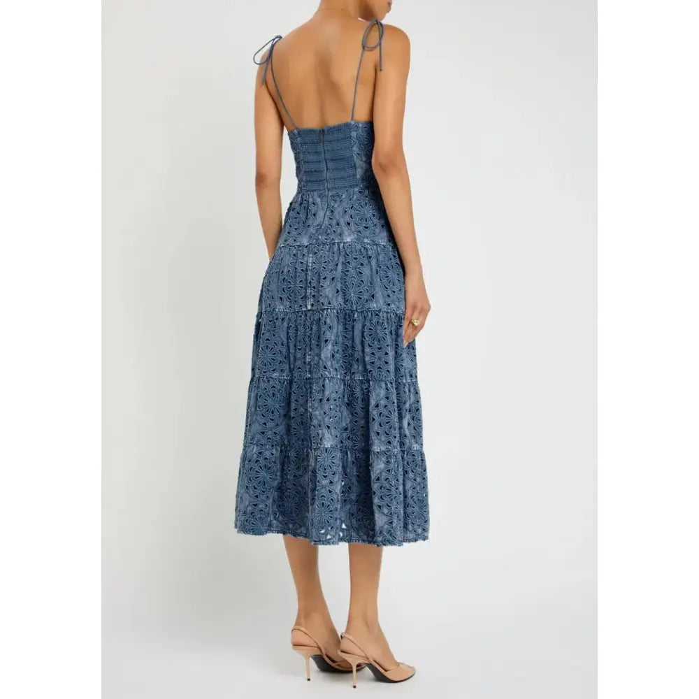 Alice + Olivia Shanti Embroidered Chambray Midi Dress - Dress