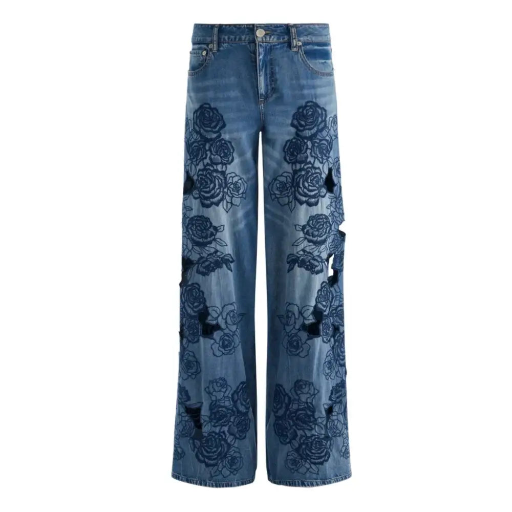 Alice + Olivia SIDNEY LR EMBR CUTOUT ULTRA BAGGY JEAN - Bottoms