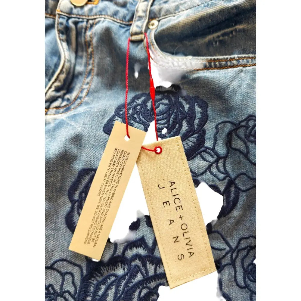 Alice + Olivia SIDNEY LR EMBR CUTOUT ULTRA BAGGY JEAN - Bottoms