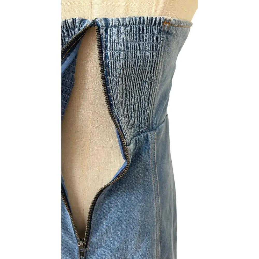 Alice + Olivia SOLANA BUCKLE DENIM HALTER MINI DRESS - Dress