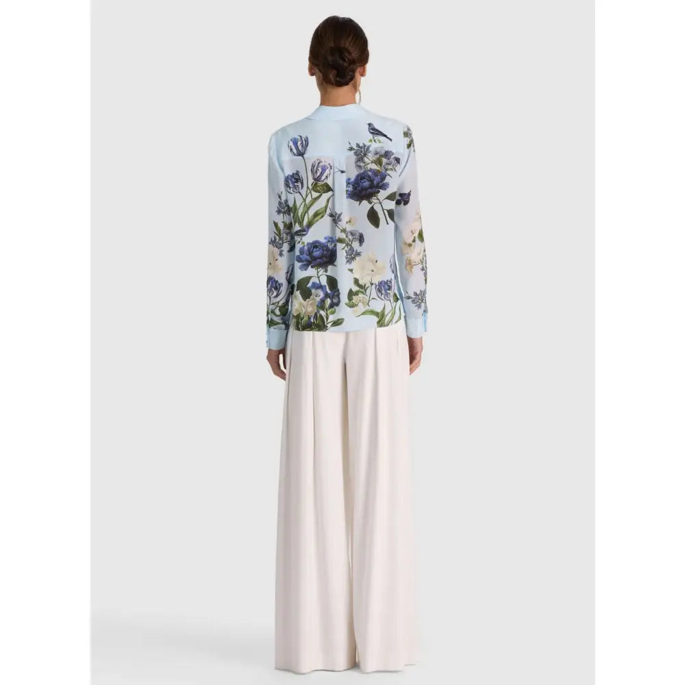 Alice + Olivia Willa Placket Silk Blouse - Tops