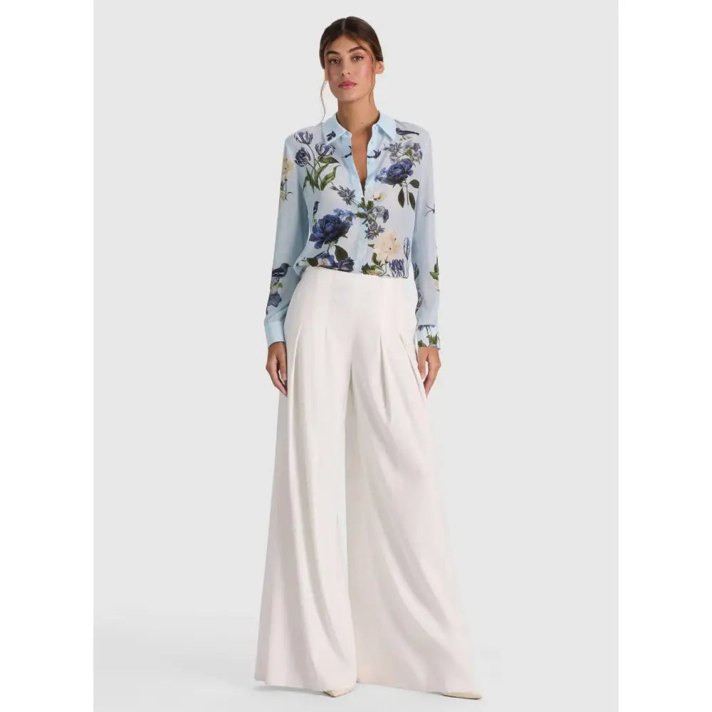 Alice + Olivia Willa Placket Silk Blouse - Tops