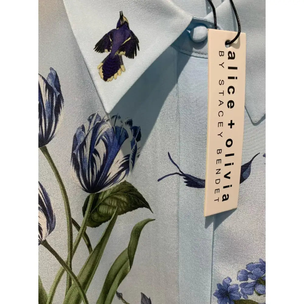 Alice + Olivia Willa Placket Silk Blouse - Tops