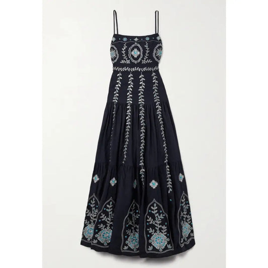 AGUA BY AGUA BENDITA Lima Relicario embroidered linen maxi dress - XS - Dress