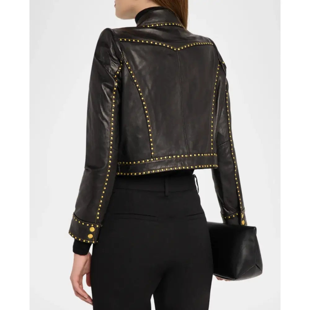 L’Agence Winsome Studded Leather Jacket - Jacket