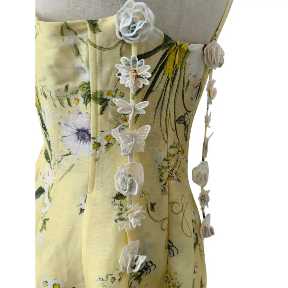 Camilla Daisy Chains Floral Linen Silk Midi Dress Dress