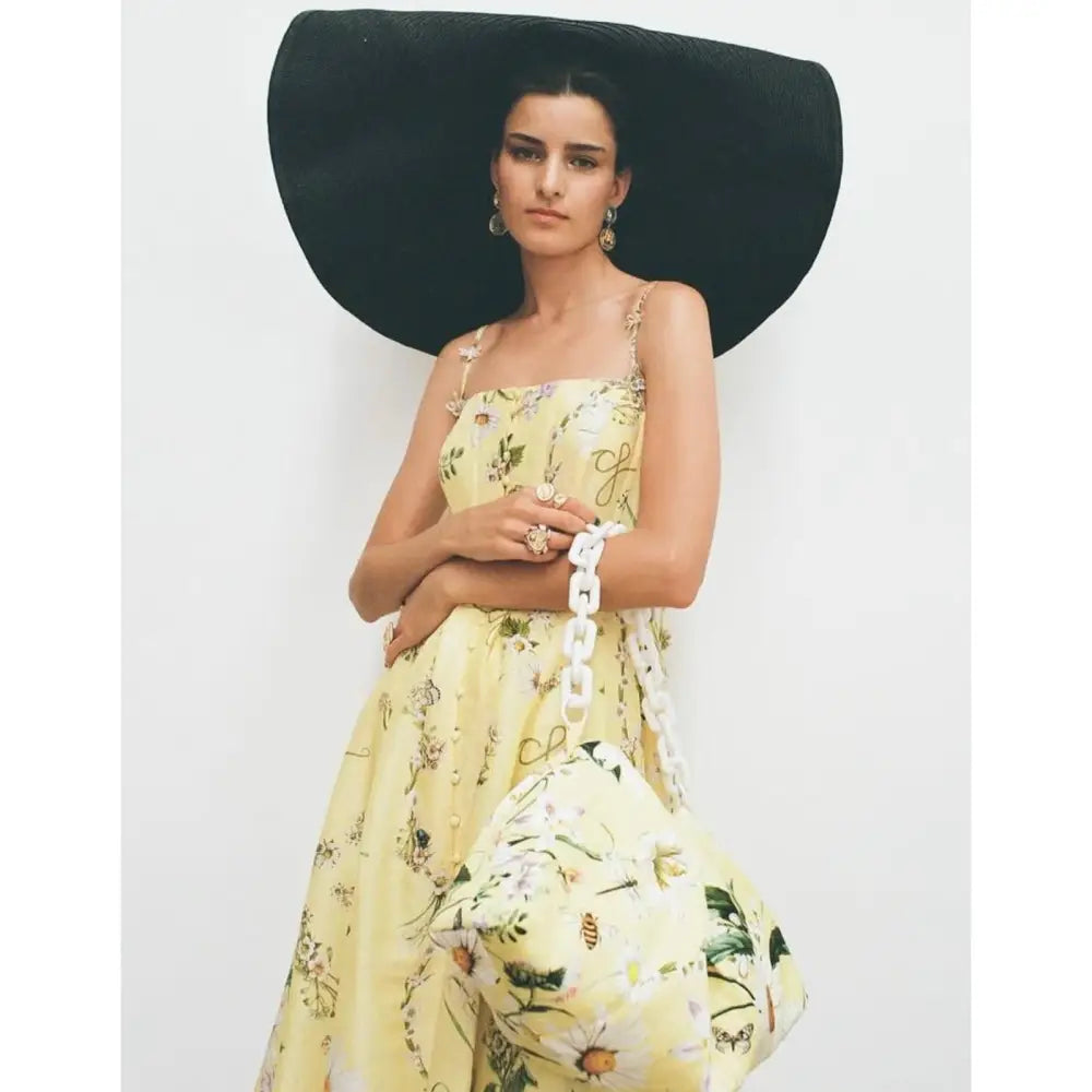 Camilla Daisy Chains Floral Linen Silk Midi Dress Dress