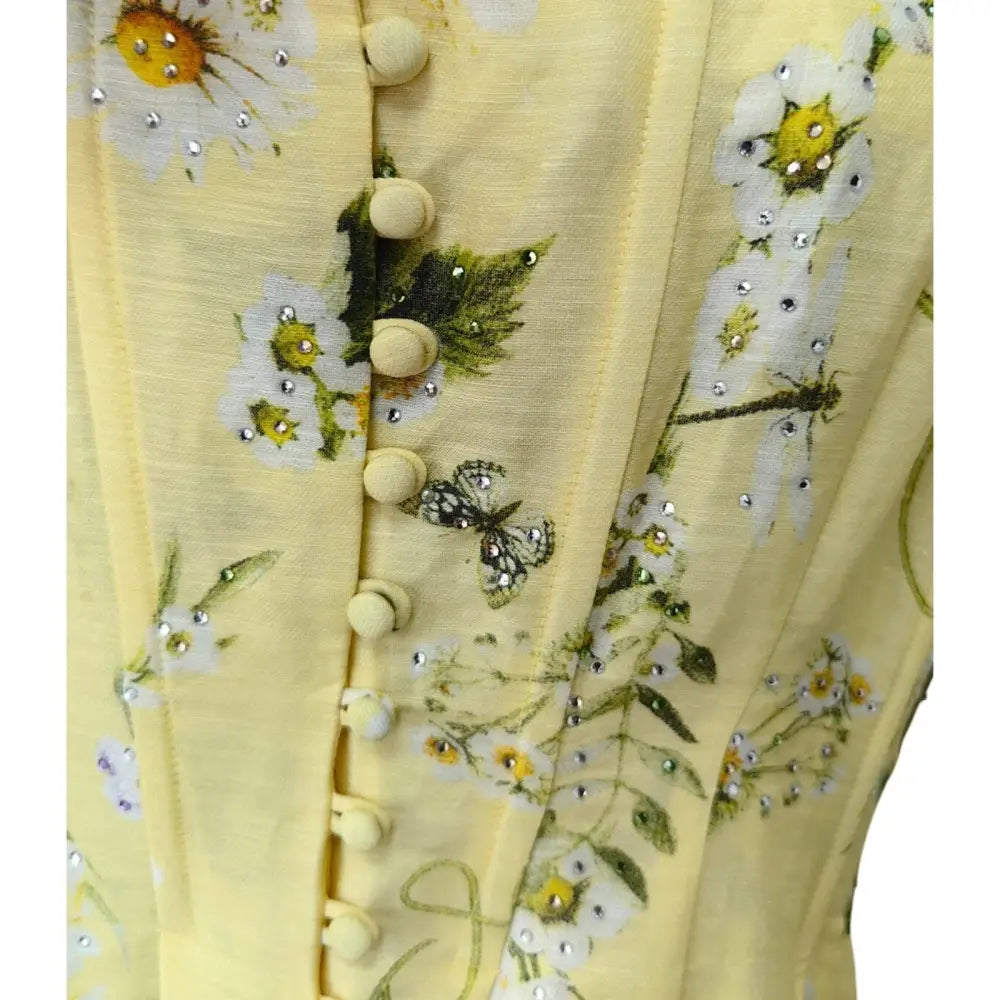 Camilla Daisy Chains Floral Linen Silk Midi Dress Dress