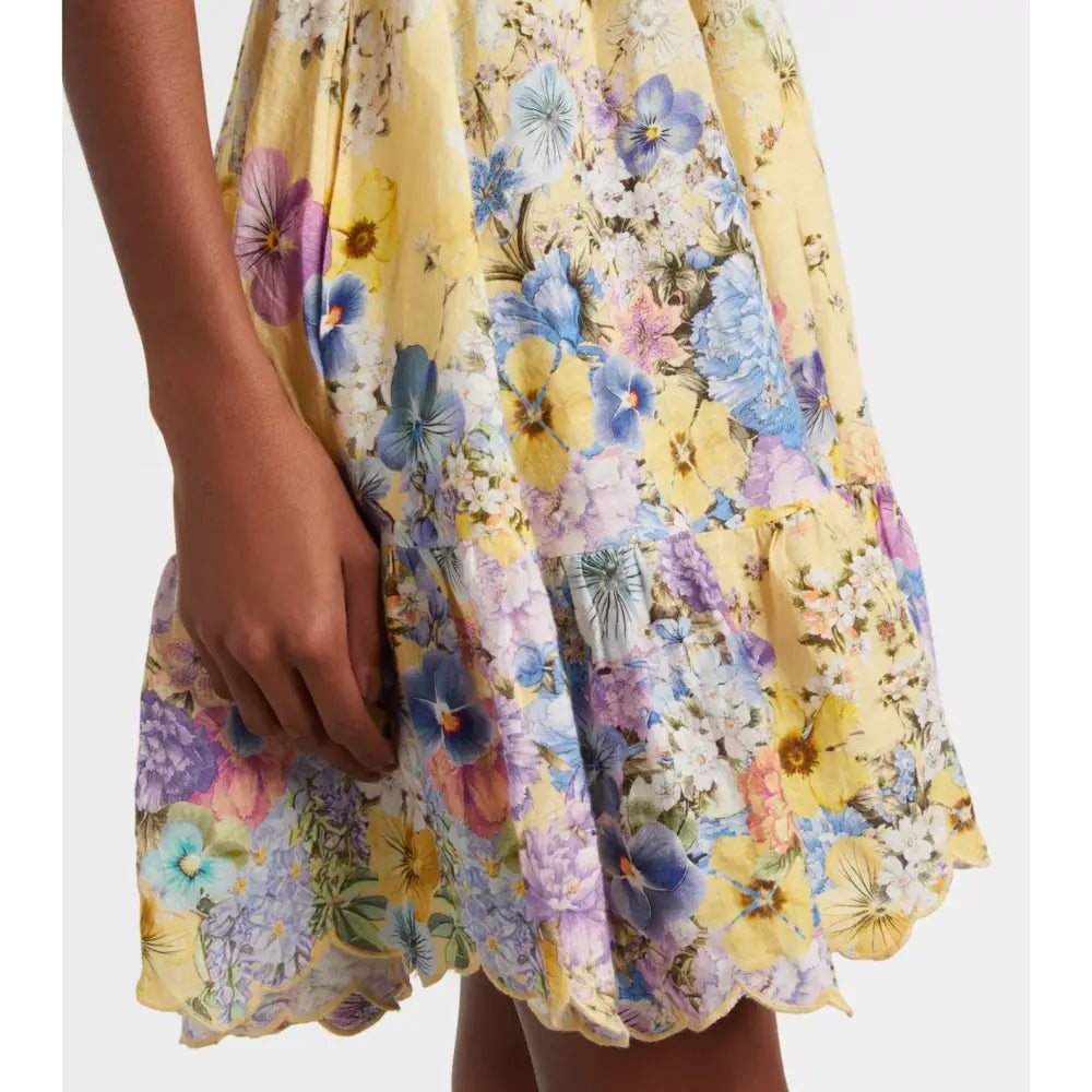 Camilla Embellished floral halterneck linen minidress - Dress