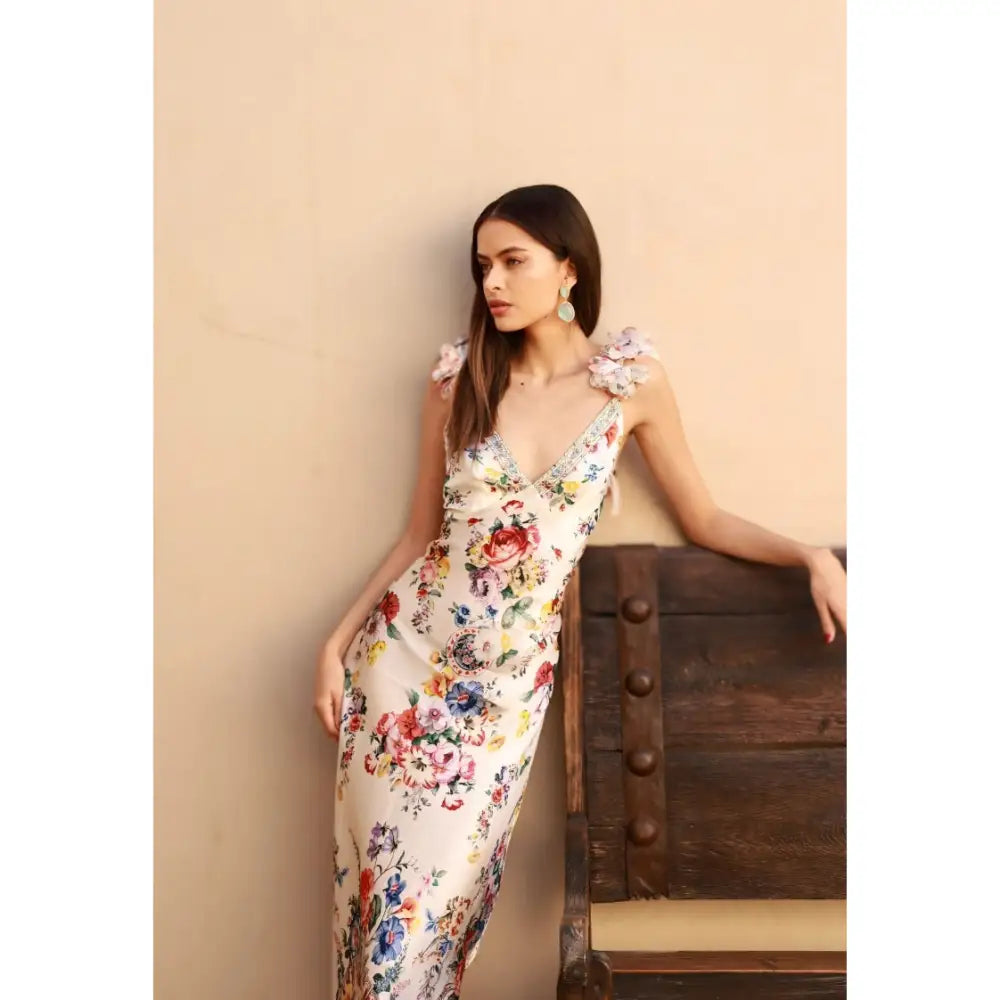 Camilla Silk Floral Print Maxi Dress - Dress