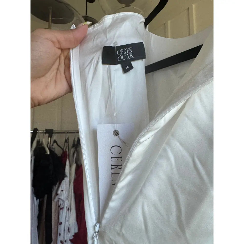 Ceren Ocak Satin Dress in White - Dress