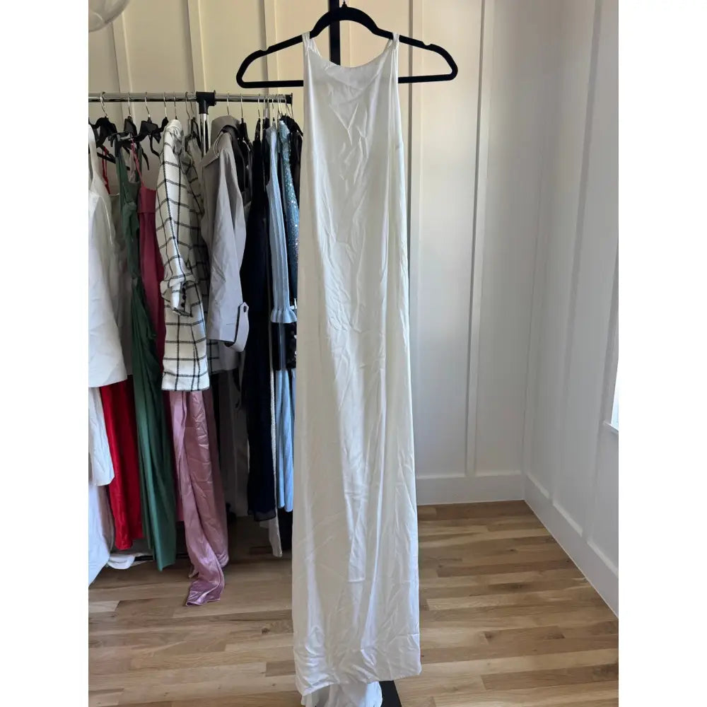 Ceren Ocak Satin Dress in White - Dress