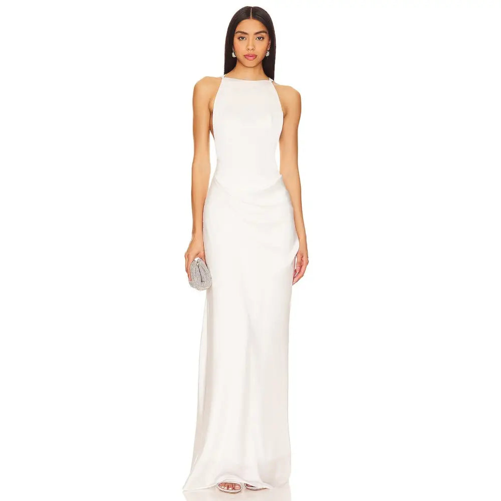 Ceren Ocak Satin Dress in White - Dress