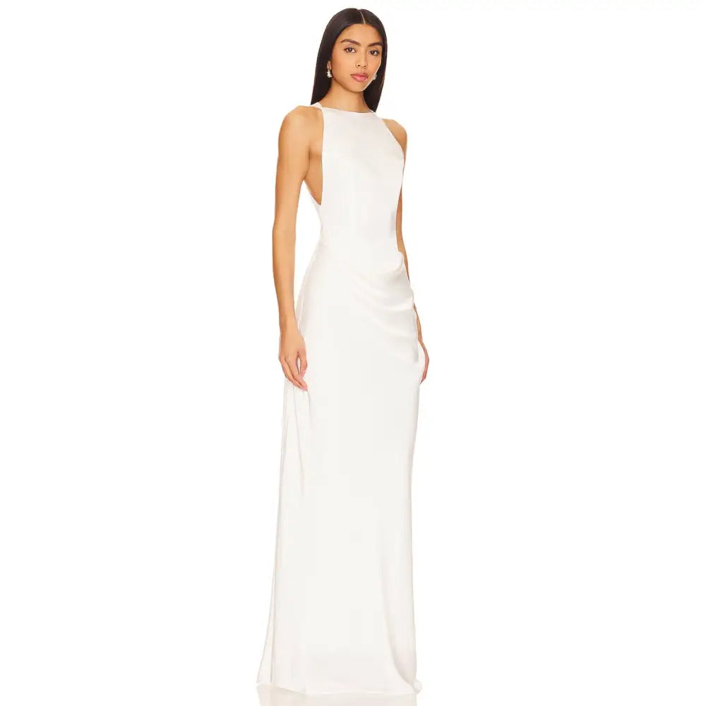 Ceren Ocak Satin Dress in White - Dress