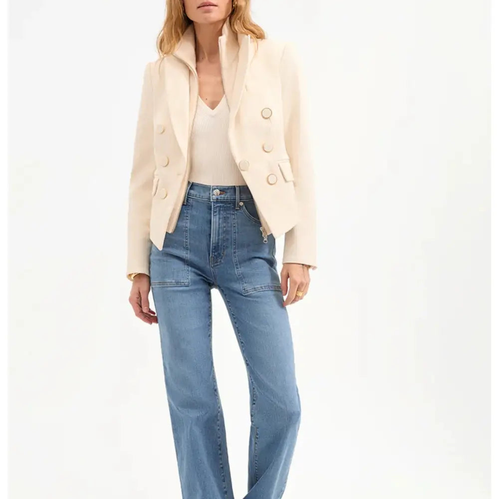 Veronica Beard Diego Dickey Jacket Ecru - Jacket