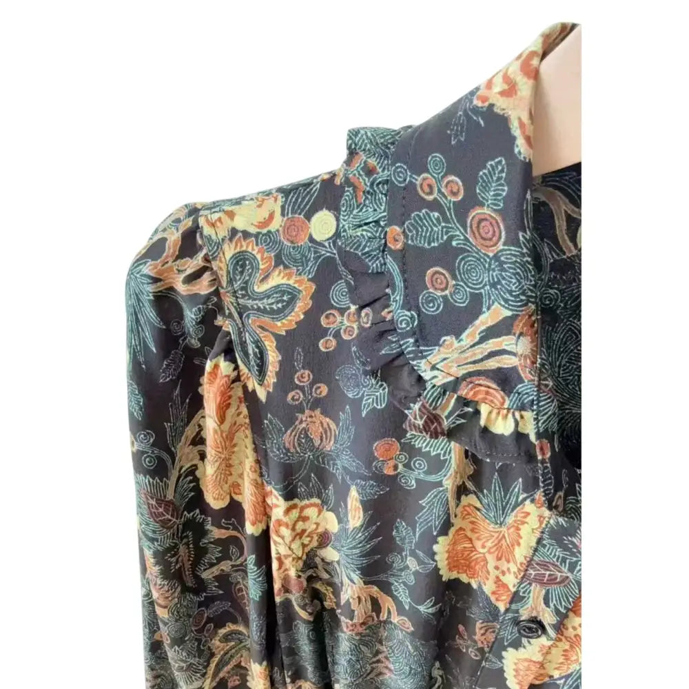 ulla johnson simona silk long sleeve mini dress ULLA JOHNSON Simona belted ruffled floral-print silk crepe de chine mini dress