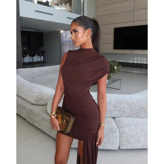 DE LA VALI ravenna mini dress In Brown Jersey - Dress