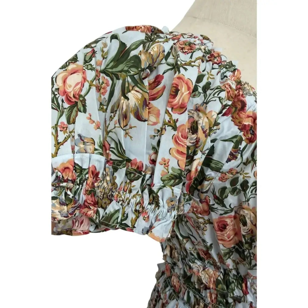 DOEN Leanne Shirred Floral-print Cotton-voile Midi Dress In Calico Garden - Dress