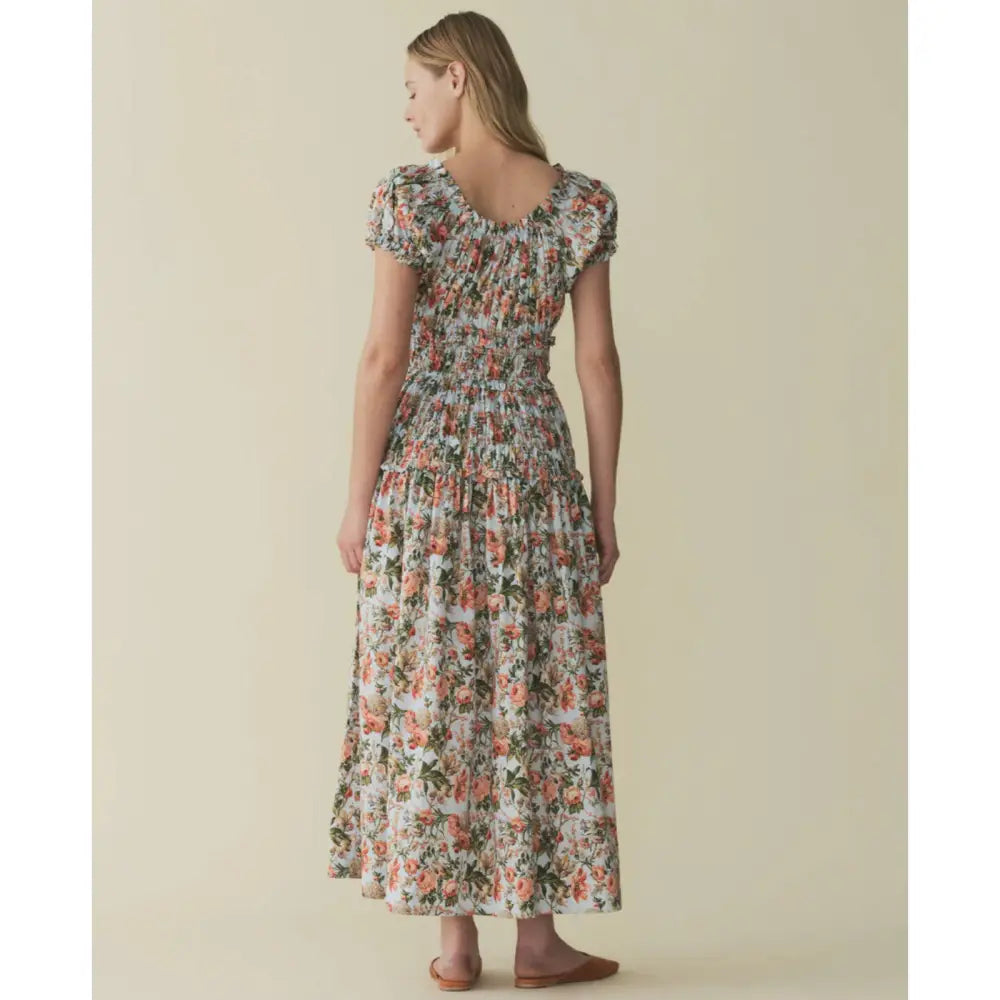 DOEN Leanne Shirred Floral-print Cotton-voile Midi Dress In Calico Garden - Dress