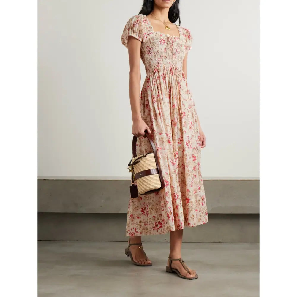 DOEN Stanza Lace-trimmed Floral-print Cotton-voile Dress - Dress