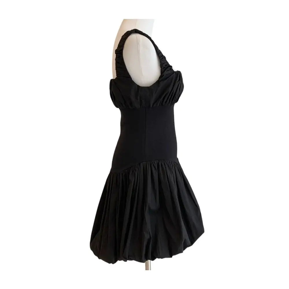 Helsa Rib Mix Puffy Mini Dress Black - Dress