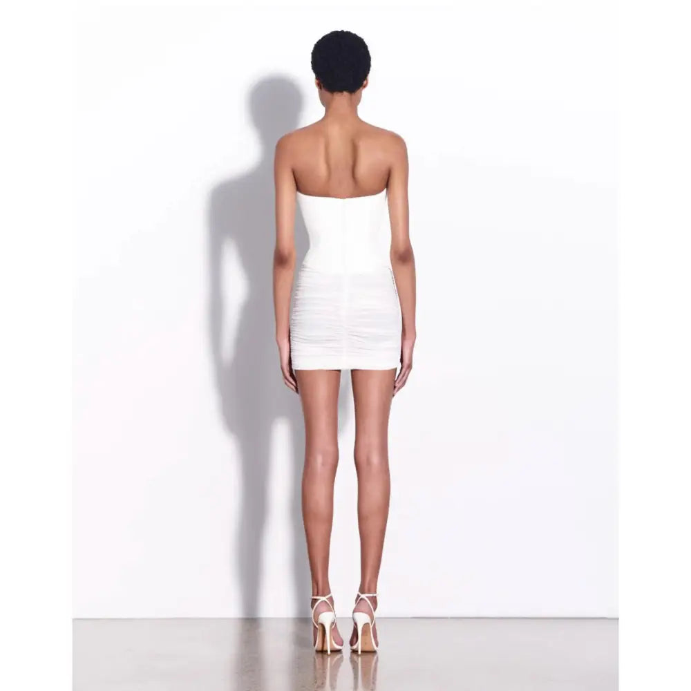 Alex Perry Strapless Corset Ruched Mini Dress in Crepe Jersey - Dress