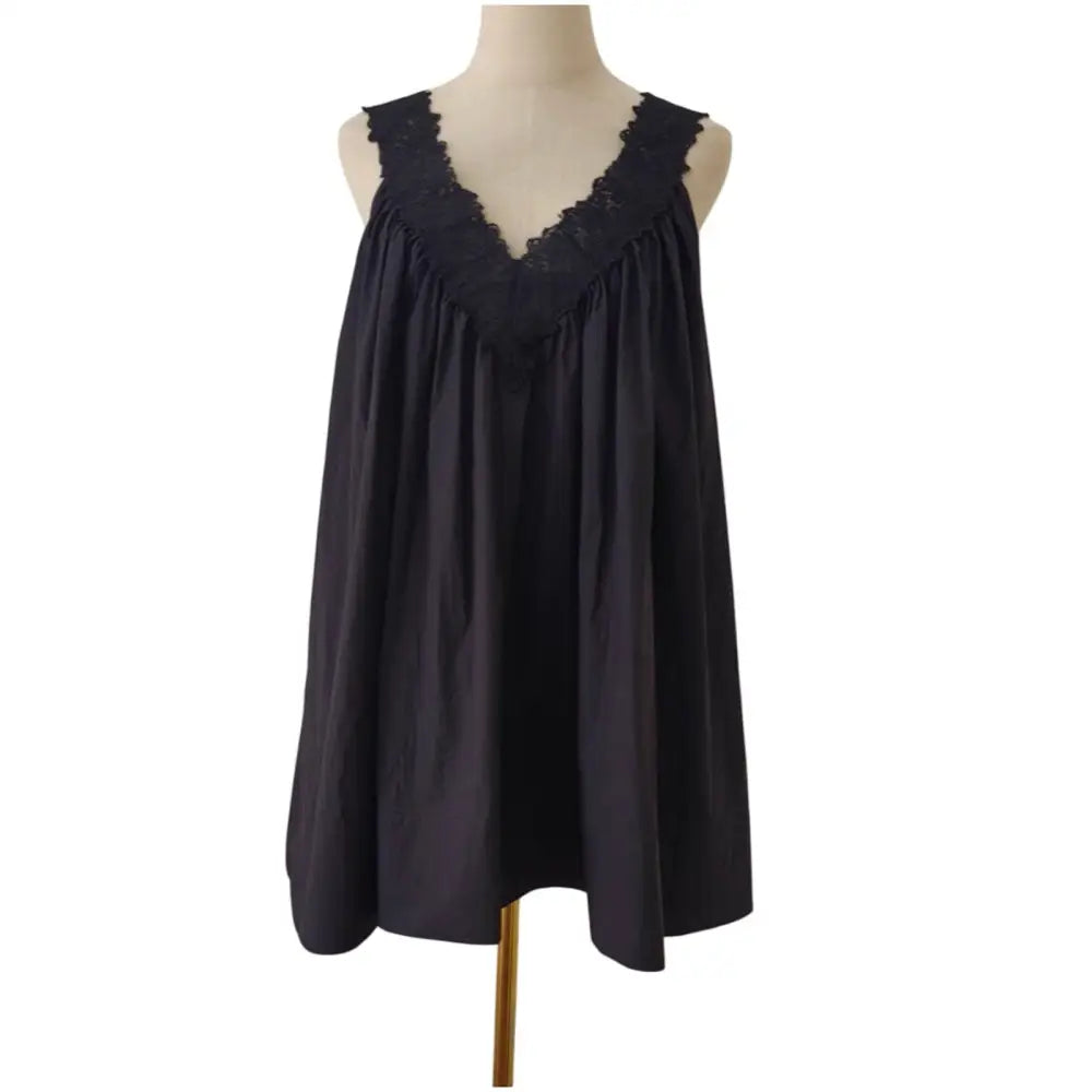 Helsa Mini Dress With Lace in Tech Poplin - Dress