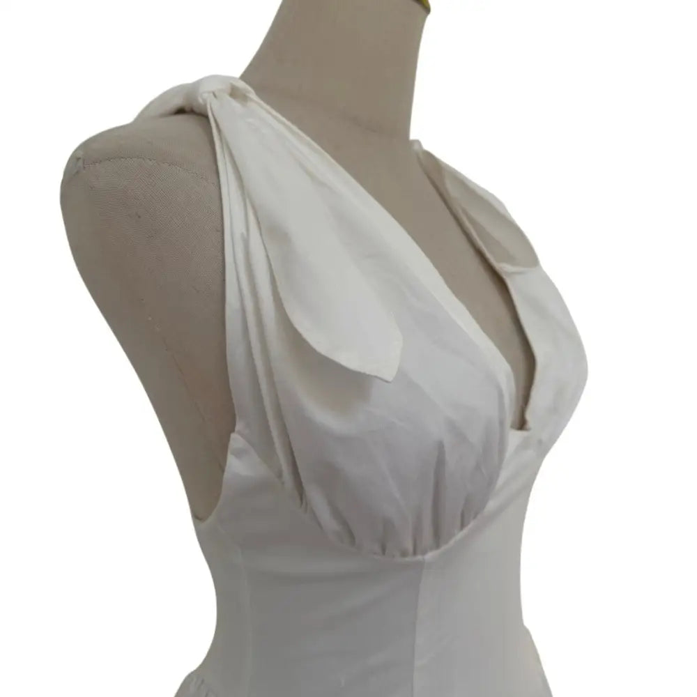 Helsa Fairweather Midi Dress in Stretch Cotton Sateen in Ivory - Dress
