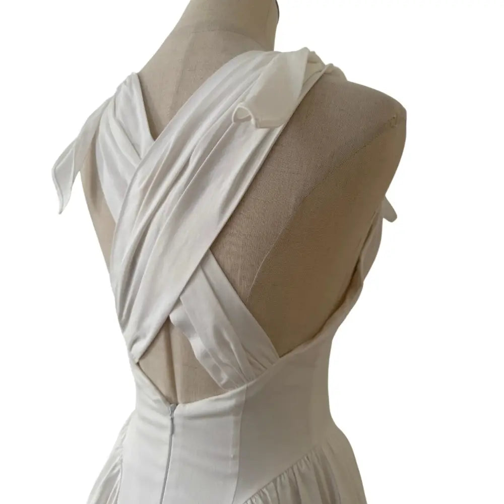 Helsa Fairweather Midi Dress in Stretch Cotton Sateen in Ivory - Dress