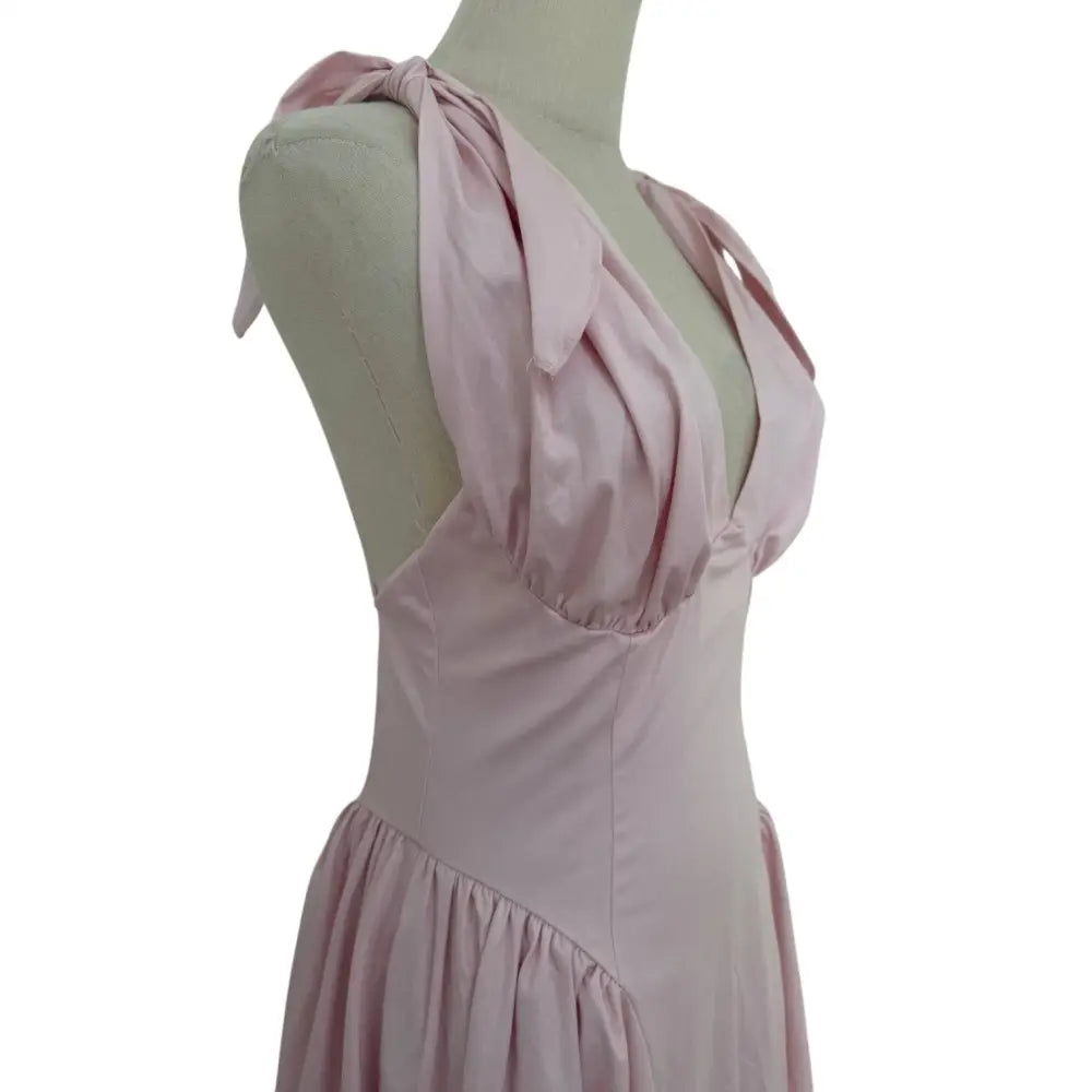 Helsa Fairweather Midi Dress in Stretch Cotton Sateen in Tea Rose Pink - Dress