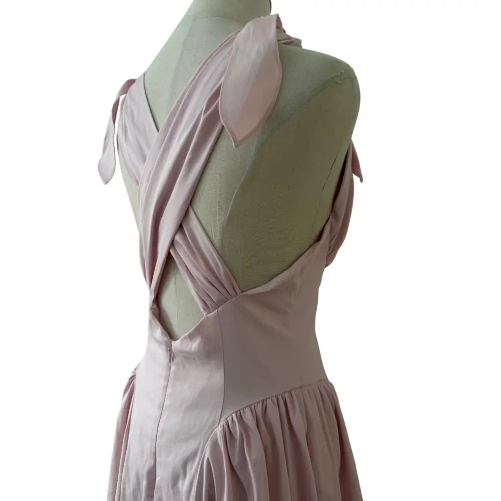 Helsa Fairweather Midi Dress in Stretch Cotton Sateen in Tea Rose Pink - Dress