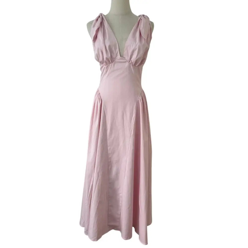 Helsa Fairweather Midi Dress in Stretch Cotton Sateen in Tea Rose Pink - Dress