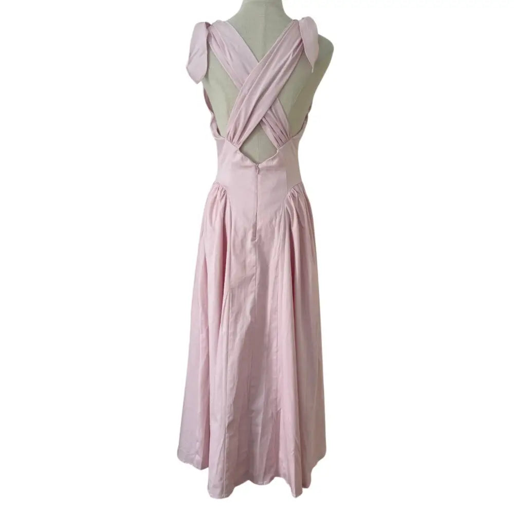 Helsa Fairweather Midi Dress in Stretch Cotton Sateen in Tea Rose Pink - Dress