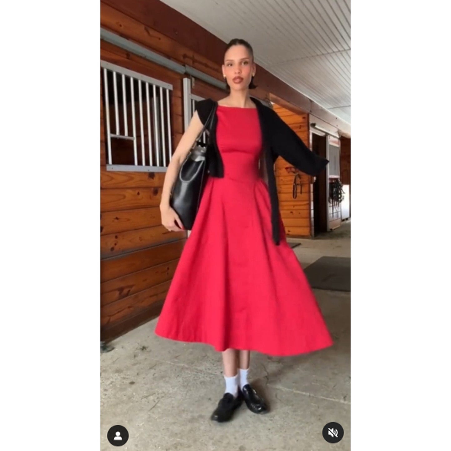 Helsa Red Stretch Cotton Sateen Midi Dress