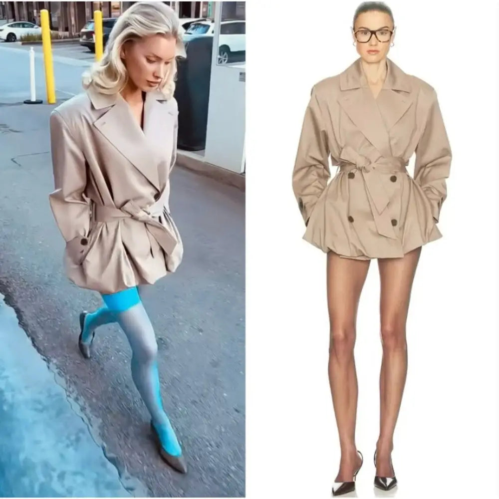 Helsa Short Bubble Hem Trench in Stone - Jacket