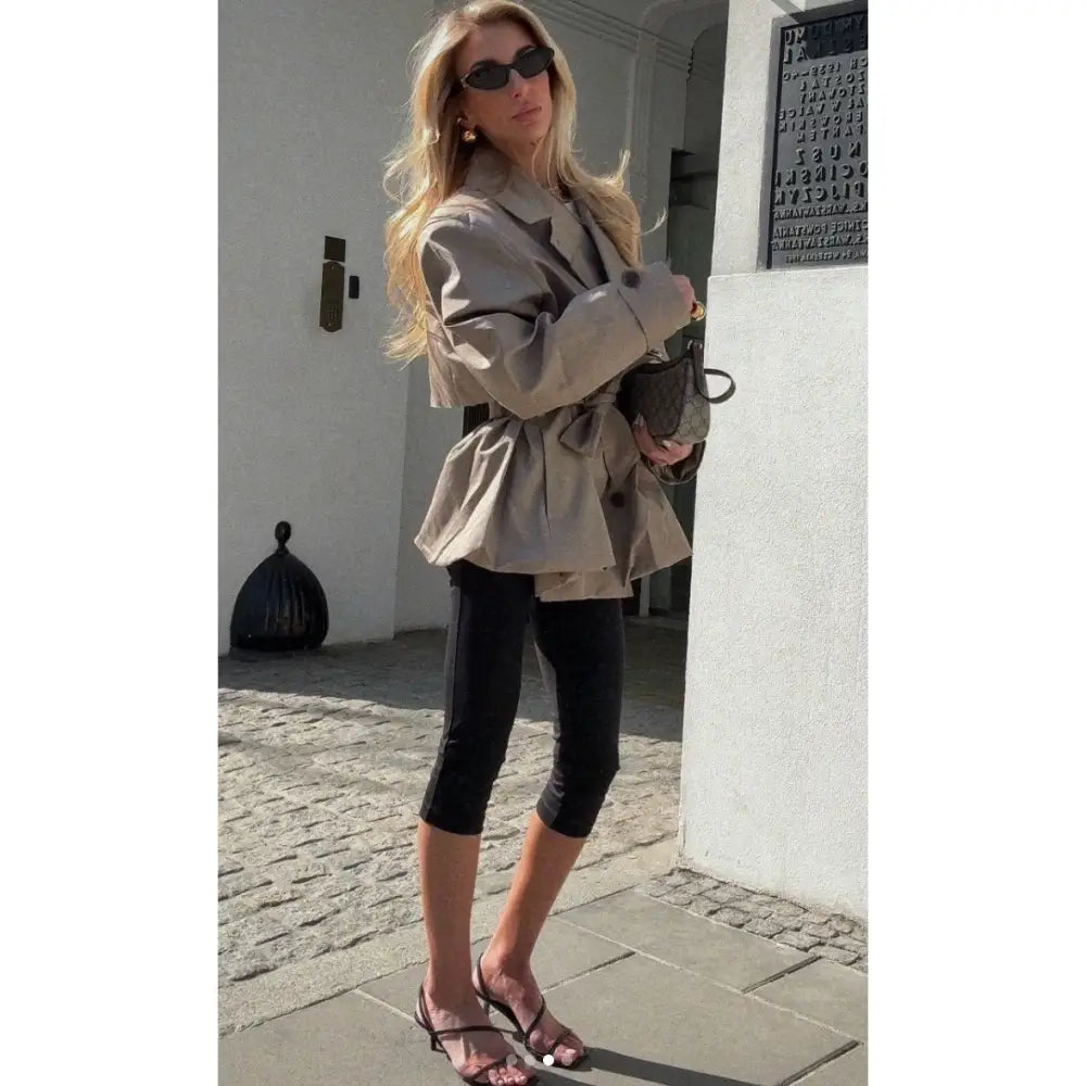 Helsa Short Bubble Hem Trench in Stone - Jacket
