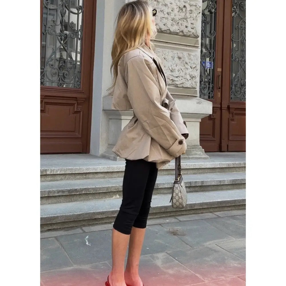 Helsa Short Bubble Hem Trench in Stone - Jacket