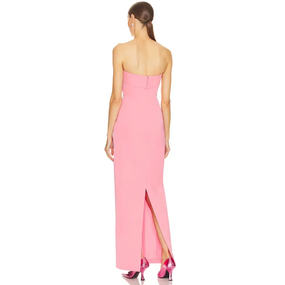 Helsa Tech Gabardine Long Strapless Dress in Very Pink - Dress