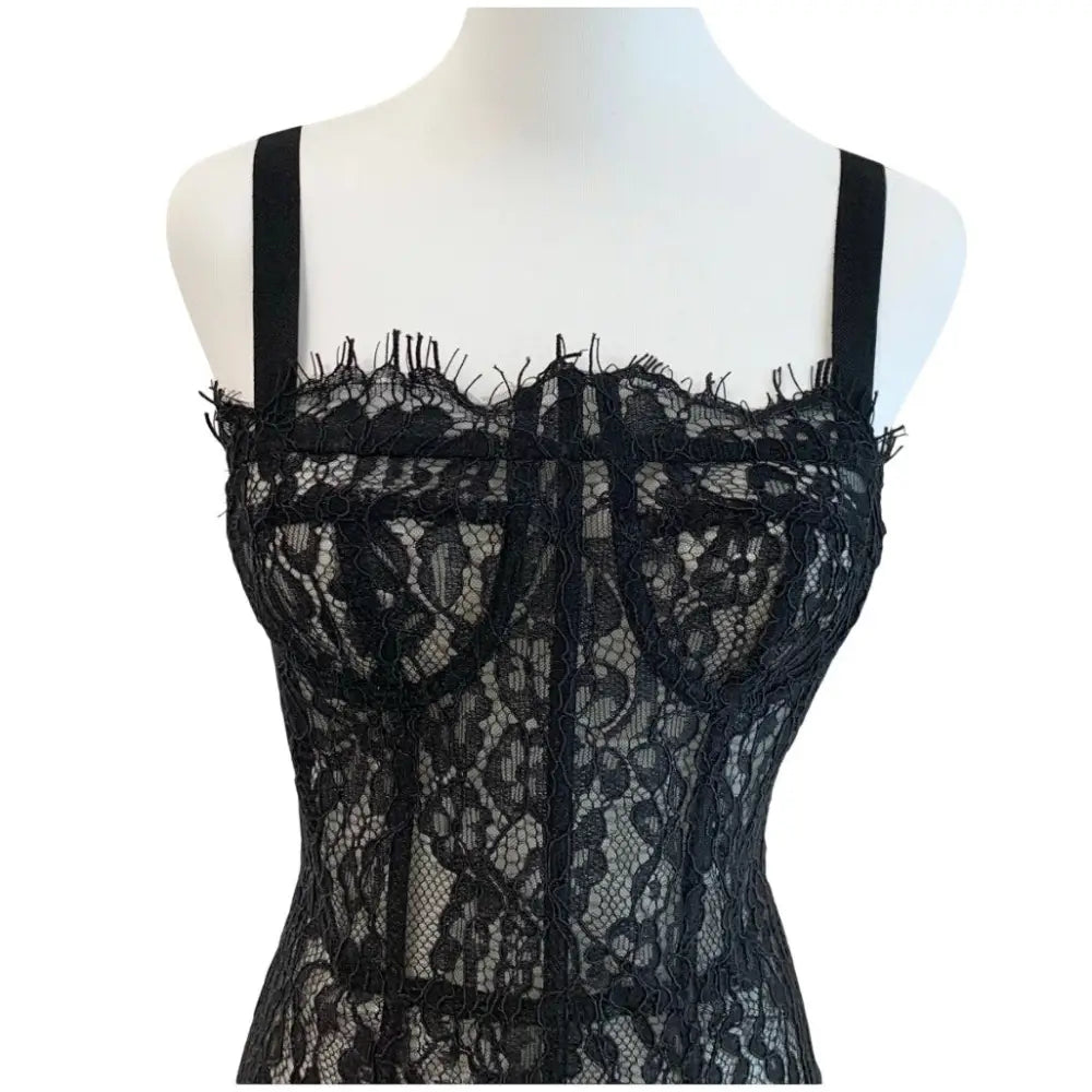 Helsa The Lace Column Dress Black - Dress