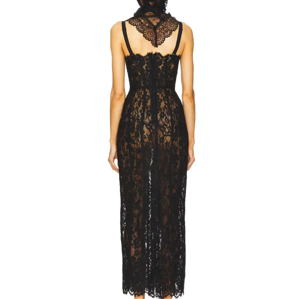 Helsa The Lace Column Dress Black - Dress